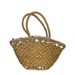 Sondra Roberts Squared Women’s Large Basket Tote Bag Beach Summer French